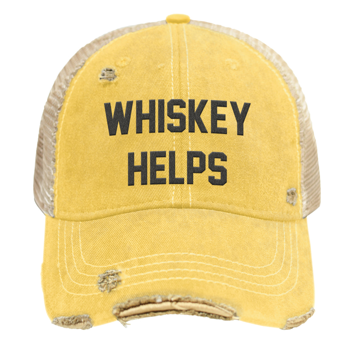 Whiskey Helps Vintage Snap Back Trucker Cap