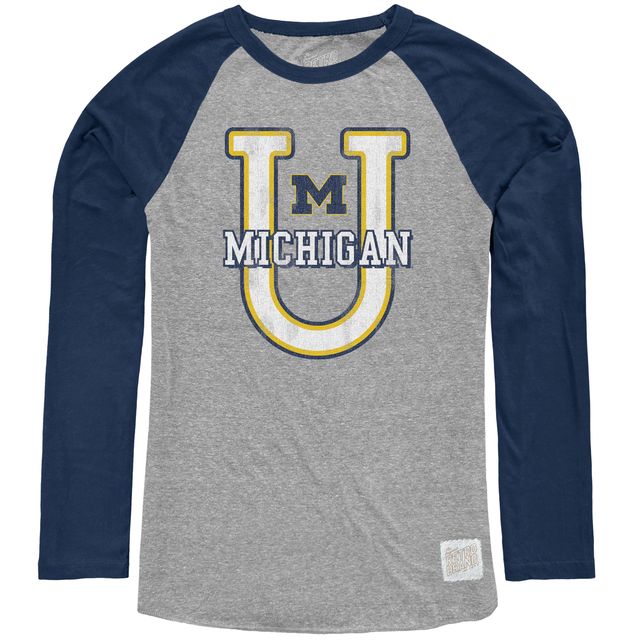 Michigan Wolverines Tri-Blend Contrast Raglan