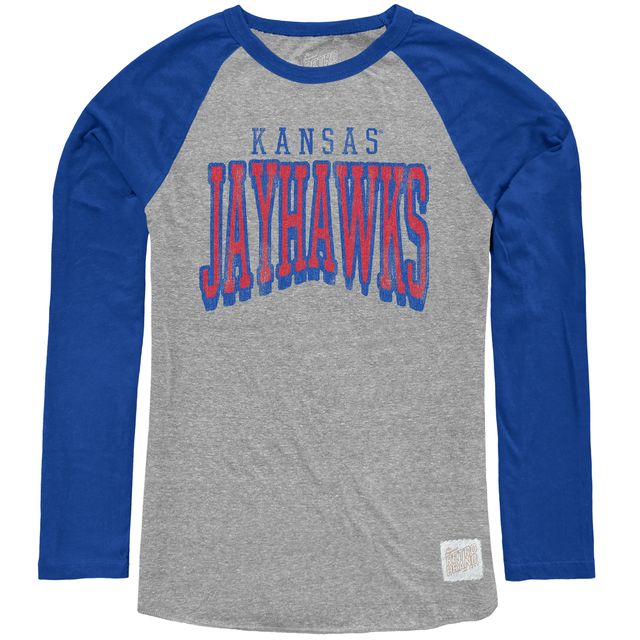 Kansas Jayhawks Tri-Blend Contrast Raglan