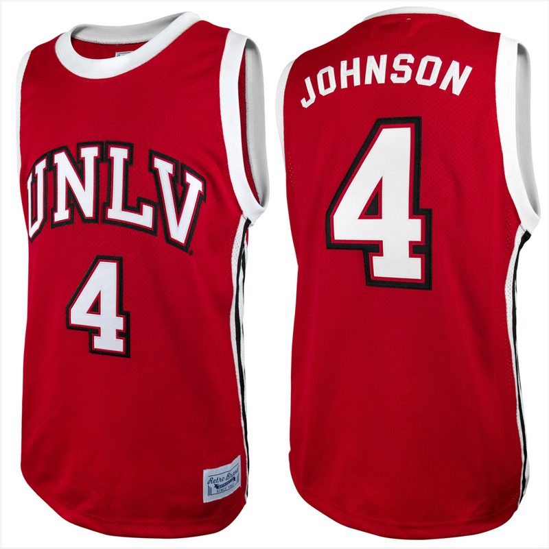 Men's Original Retro Brand Larry Johnson White UNLV Rebels Alumni  Commemorative Replica Basketball Jersey