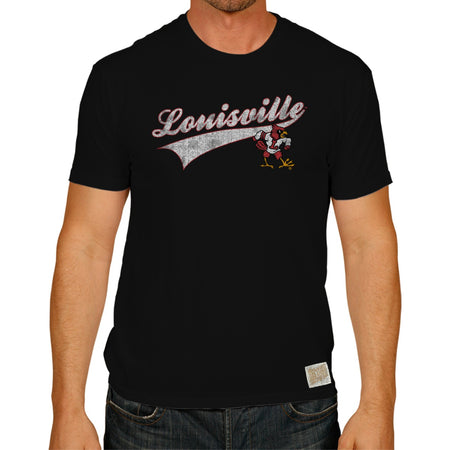 Women's Original Retro Brand Black Louisville Cardinals Sleeve Striped  Henley Long Sleeve T-Shirt