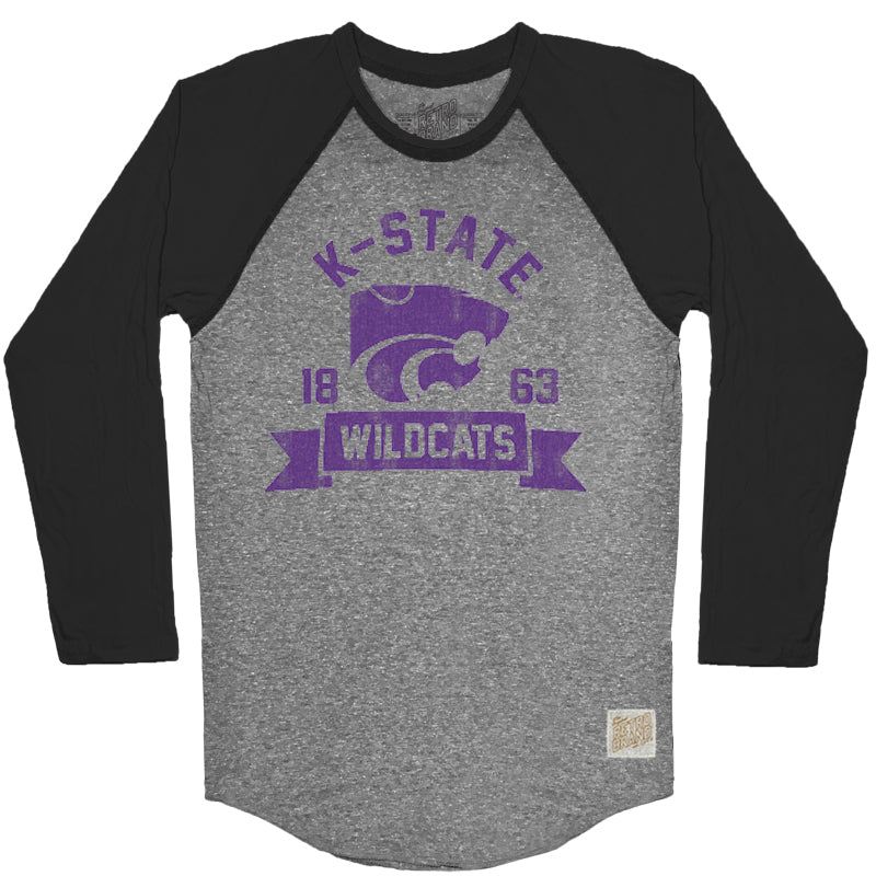 Kansas State Tri-Blend Contrast Raglan