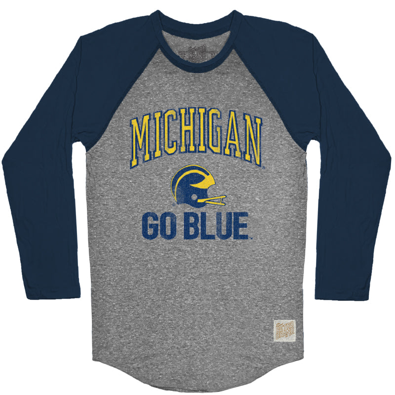 Michigan Wolverines Tri-Blend Contrast Raglan