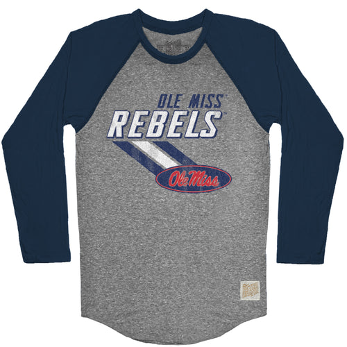 Men's Nike Heather Navy Ole Miss Rebels Vintage Logo Tri-Blend T-Shirt